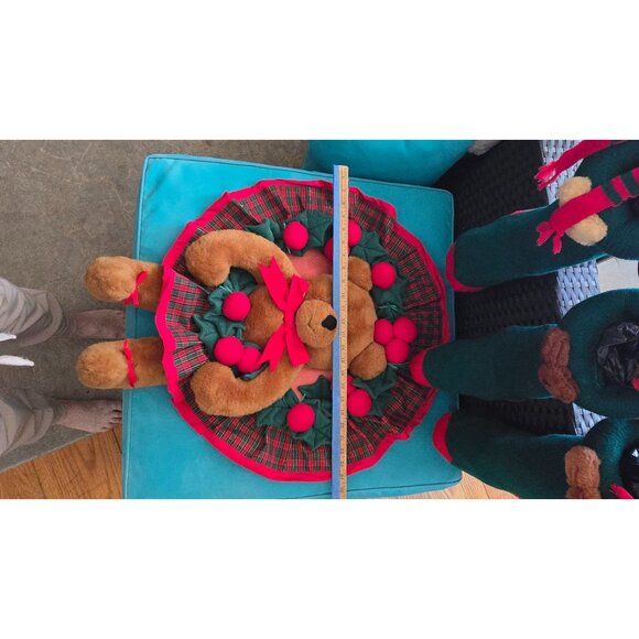 Vintage Large Teddy Bear Wreath AND 3 Stockings All Handmade, Read Description - Picture 9 of 16